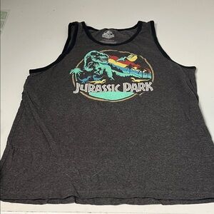 Jurassic Park Large Sleeveless Graphic Gray Dinosaur Tank Top
